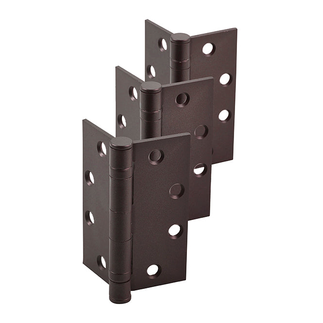 Dorex BB1079 Ball Bearing Non-Removable Pin Hinges – 4 1/2” X 4” – Dark Brown (Set of 3)