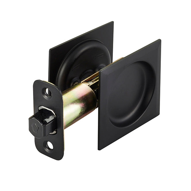 Square Pocket Door Lock – 2 3/4” Backset – Passage Function – Matte Black