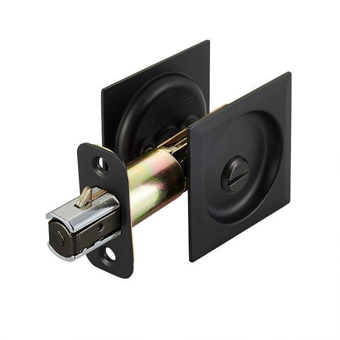 Square Pocket Door Lock – 2 3/4” Backset – Privacy Function – Matte Black