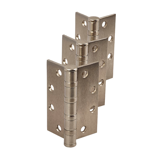 Dorex BB1168 NRP Heavy Duty Non-Removable Pin Hinges – 4 1/2” X 4” – Satin Nickel (Set of 3)